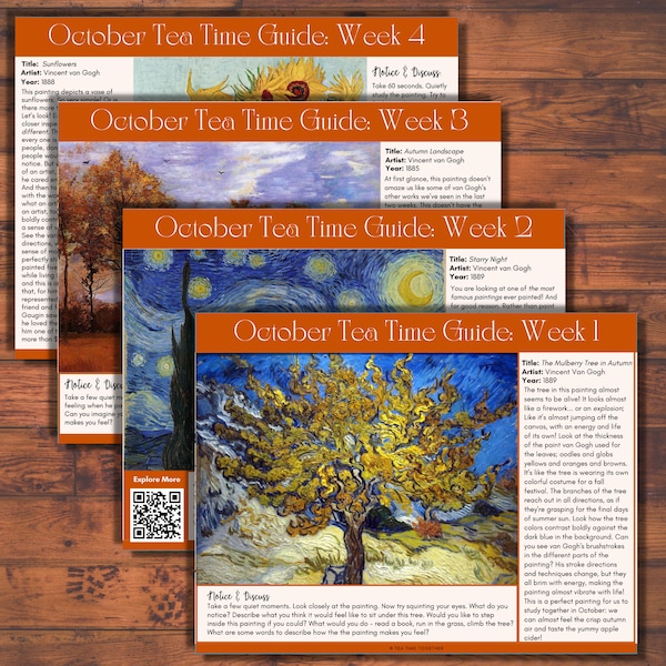 October Tea Time Guide: Van Gogh, Crapsey, Grieg (Digital Download)