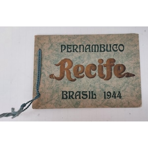 Recife, Pernambuco, Brazilië 1944 souveniralbum 10 lithopostkaarten ingekleurd