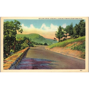 Cartões postais, Vintage, Skyline Drive, Virginia, olhando para Stony Man Peak,