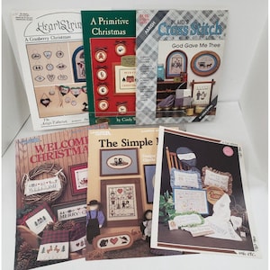 Lot of 6 Counted Cross Stitch Pattern Books 41 designs ©