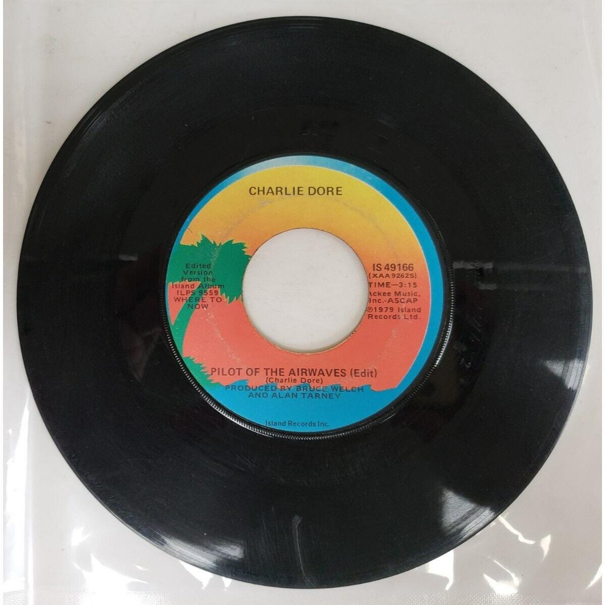 Record 45 RPM Vinyl Charlie Dore- Pilot of the Airwaves/ Sleepless