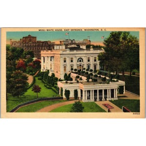 Cartões postais, Vintage, Casa Branca, Entrada Leste, Washington, DC, PC38