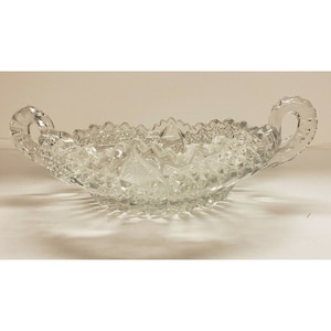 Vintage, Lead Crystal, Cut Glass Bowl, 7&quot;, two handles (G24)