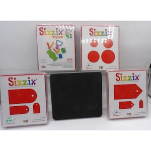 Conjunto de cinco cartuchos de corte de matriz Sizzix Originals - Círculos, etiquetas, dobradiças e rótulos