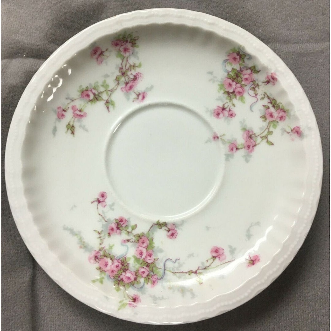 VINTAGE Theodore Haviland Limoges France Saucer Pink Roses/blue Ribbons