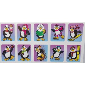 Adesivos de pinguim de esportes de inverno 6 tiras de 20