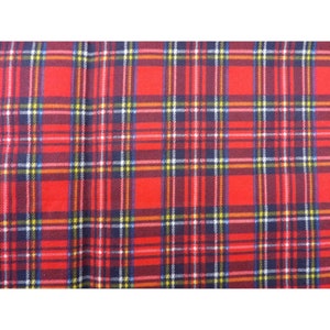 Fabric, Flannel, Cotton, Red-Navy-Plaid 22&quot; wide x 2 Yds Long