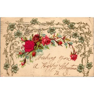 Ansichtkaart, antiek, kerstwenskaart 24 december 1905 Rode postzegel van 2 cent