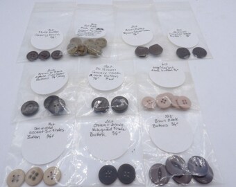 36 Buttons 2 & 4 Hole Tan to Brown Color 5/8" to 7/8" CF047