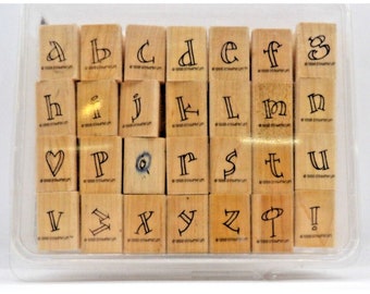 Stamp  Set of 28 stamps "Outline Alphabet Lower"  Stampin' Up! ©1998 @ 1" x 5/8"