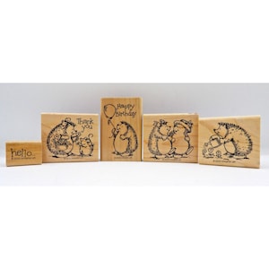 Conjunto de 5 carimbos "Hedgehog Happiness" Stampin' Up! ©2000 w caixa