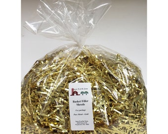 Gift Basket Shreds, 8 oz package, New old stock. Gold Metallic