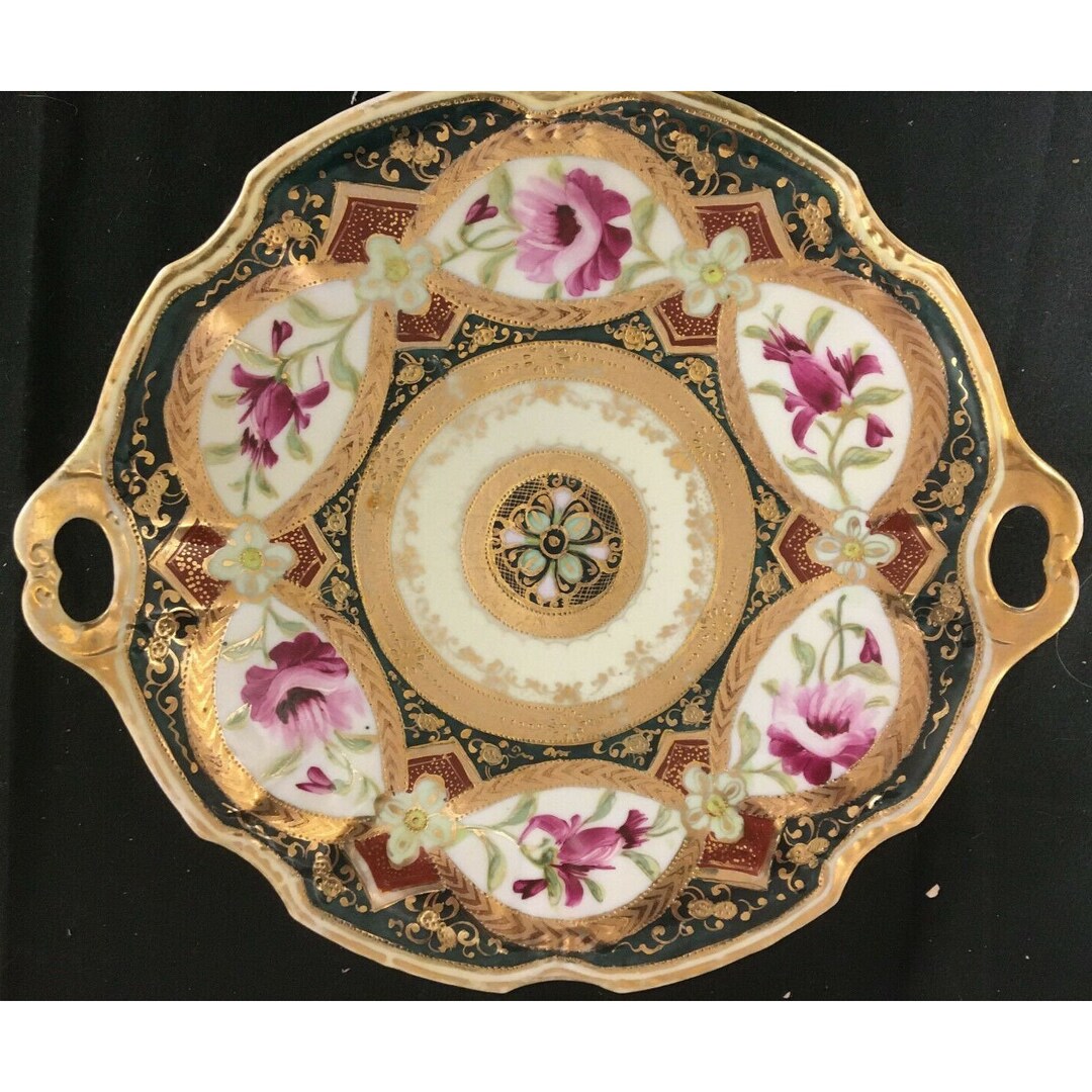 Royal Kinran Nippon Platter With Handles 9.5 Inch With Pink Etsy