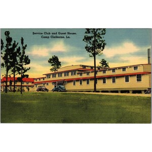 Cartão postal, Service Club e casa de hóspedes, Camp Claiborne, Louisiana, era pré-Segunda Guerra Mundial (PC52)