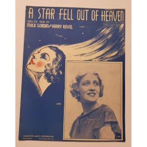 Noter - En stjärna föll från himlen med Ruth Etting VINTAGE 1936