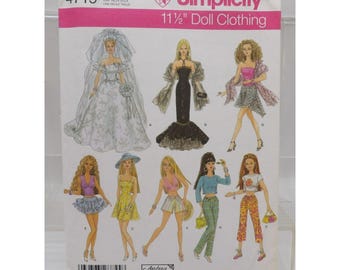 Simplicity 4719 11.5" Doll Clothing Pattern Set 33 Pieces One Size