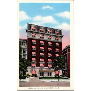 Carte postale vintage, Washington DC, Hôtel Martinique, XVIe à M St,