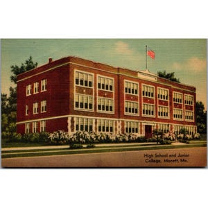 Postkarte, Vintage, Monett, Mo, High School & Junior College Bldg, 1928,