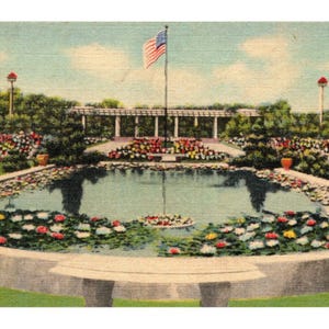 Pocztówki Vintage Topeka Rose Garden Gage Park Kansas Opublikowano 8/10/1945
