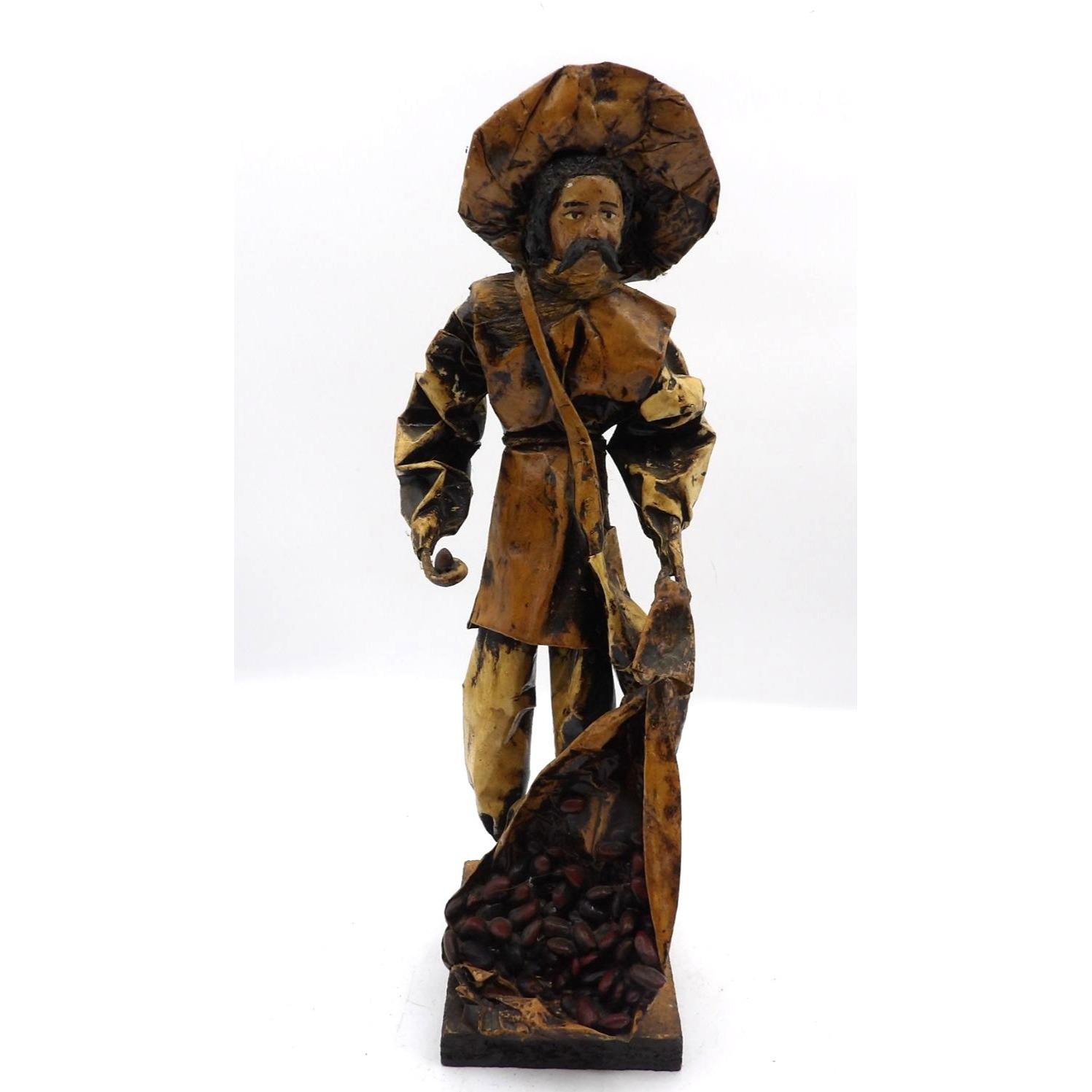 Viejito Papel Mache Old Man W Open Bag of Beans Papier Mache 12x3