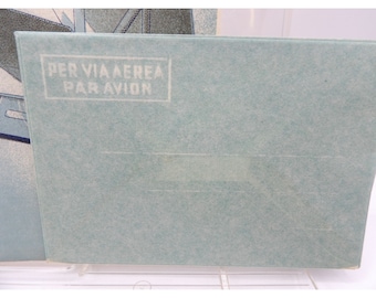Stationary &quot;Posta Aerea&quot; (Airplane)  Air Mail 11x7 in. Light Blue Paper Envelopes