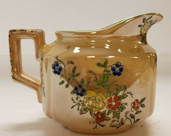Creamer, Lusterware Gold Handpainted, Trico, Nagoya Japan, Vintage, VG  Floral