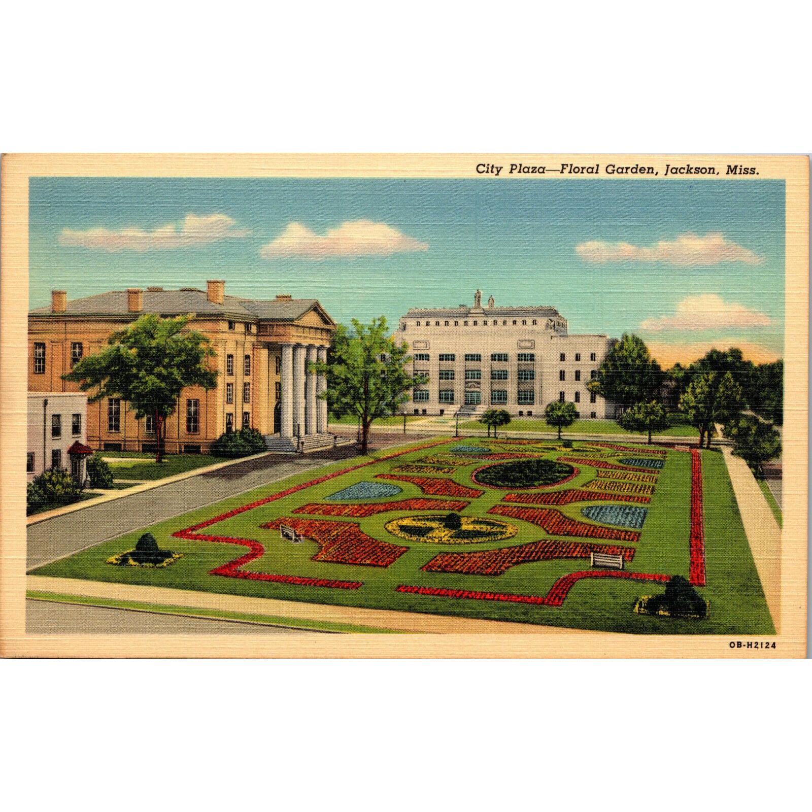 Postcard,vintage, City Plaza & Floral Gardens, Jackson, MS, 1920s