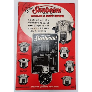 Ny Sunbeam-kokare och fritösmanual ©1952 Sunbeam Corp. Recept