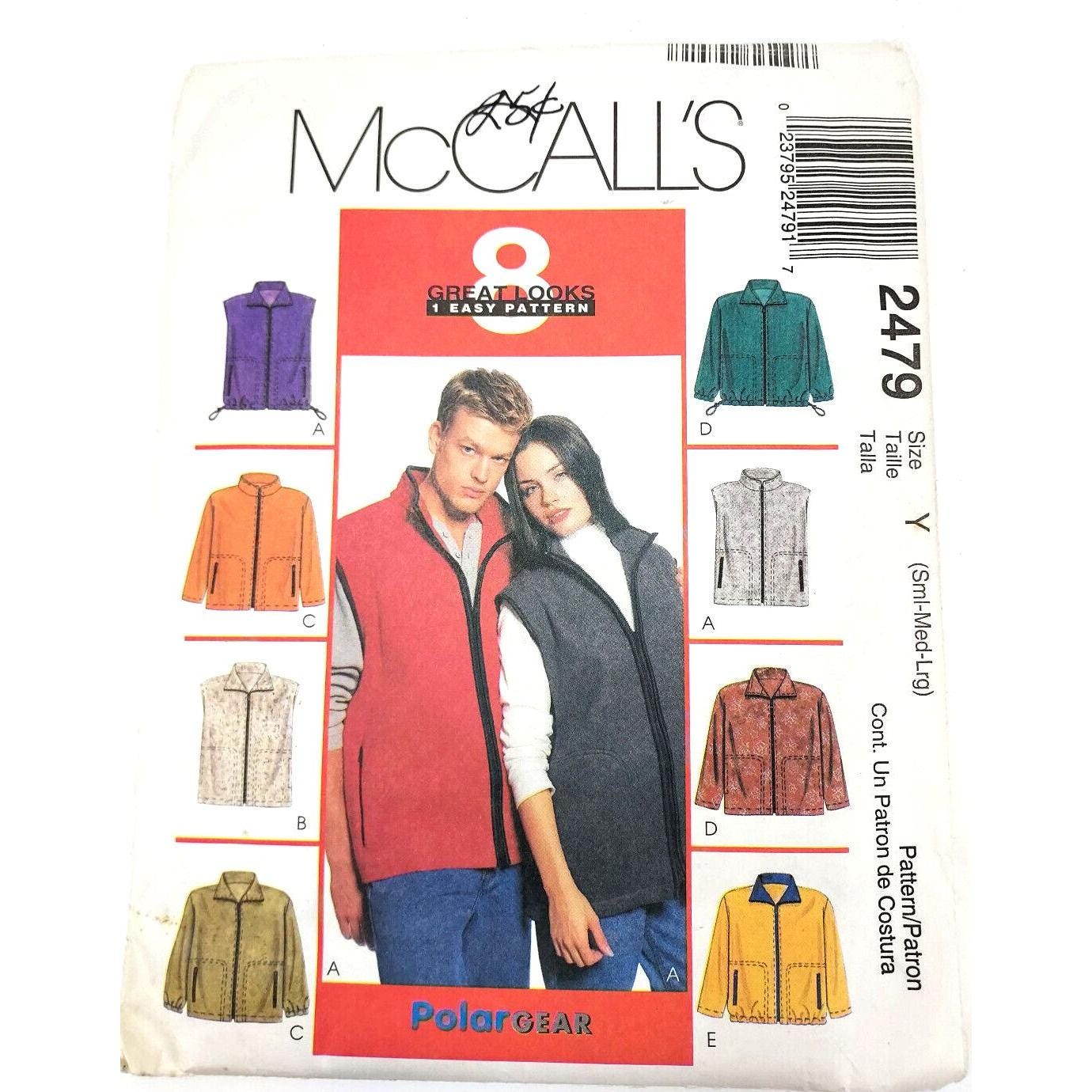 McCalls M8050A Patron Couture Gilets Femme Non Doublés Deux Longueurs S à XXL