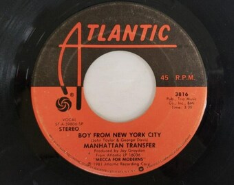 Record 45 RPM Vinyl Manhattan Transfer- Boy From New York City