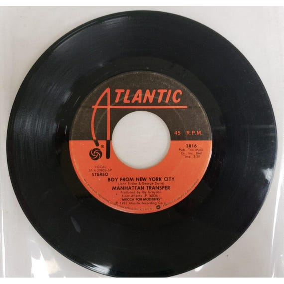 Record 45 RPM Vinyl Manhattan Transfer- Boy From New York City