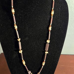 Beautifully Crafted Wooden Beaded Necklace 30&quot;