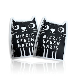 Premium gestanste stickerbundel van 2 "Miezis tegen nazi's"-stickers - FROIDE | linker kattenstickers tegen rechts geen nazi's LGBTQ+ maakten antifa wakker