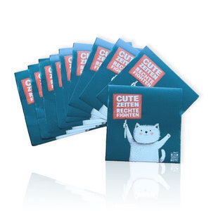 Promo Sticker 10er Bundle "Cute Zeiten, Rechte Fighten - Katze" Aufkleber - FROIDE | linke sticker gegen rechts no nazis LGBTQ+ woke antifa