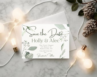 NAOMI- Wedding Invite Canva Template | Woodland Wedding Invite | Green Wedding Invite | Eucalyptus Wedding Invite | Forest Wedding Invite