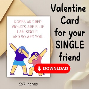LUSTIGE Valentinstag Karte für deinen EINZELNEN Freund DRUCKBARE pdf | Single Freunde Karte | Lustige Valentinstag Karte | Einzelstück zum Valentinstag