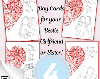Valentine's Day Cards for Bestie, Girlfriend, Sister, LGBT (Printable PDF)