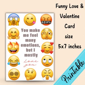 LUSTIGE Valentinstag Karte DRUCKBAR download |Süße Valentinstag pdf |Emoji Liebe Karte|  Verrückte Valentinstagskarte | Lustiges Jubiläum Download PDF