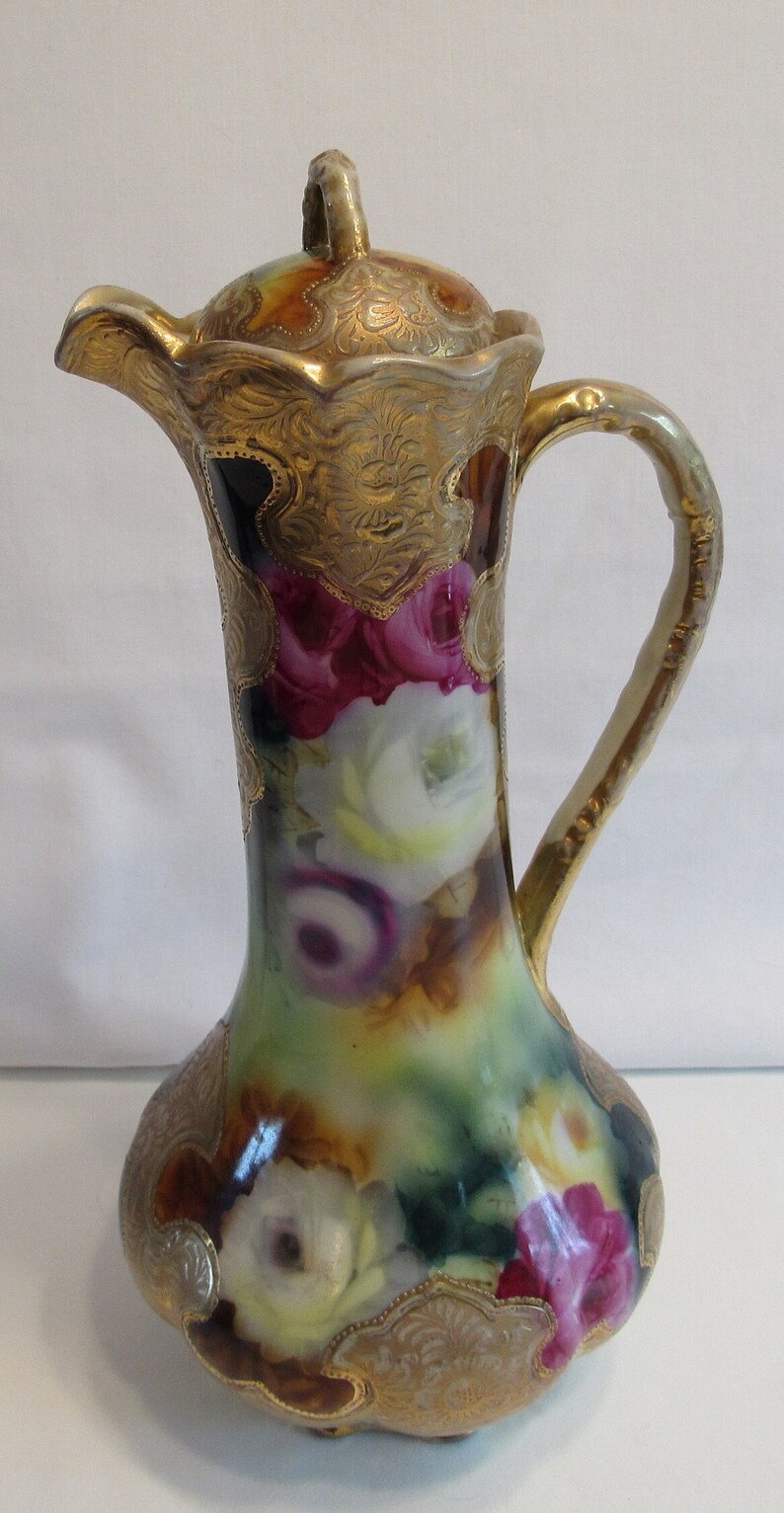 Antique Royal Kinran Nippon Hand Painted Chocolate Pot/pitcher Etsy