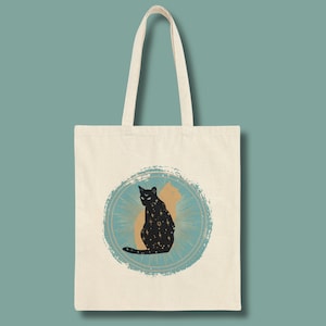 Celestial Cats Tote Bag, Cat Tote Bag, Animal Tote Bag, Book Tote Bag, Black Cat Tote Bag, Travel Tote Bag, Pretty Tote Bag, Fun Tote Bag