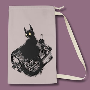 Cool Black Cat Laundry Bag, Cat Laundry Bag, Animal Laundry Bag, College Laundry Bag, Dorm Room Laundry Bag, Fun Laundry Bag, Gift Ideas