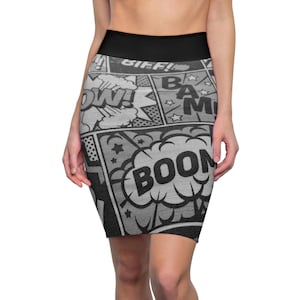 Comic Book Pencil Skirt: USA Made Mid-Waist Apparel