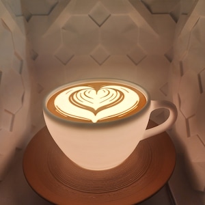 3D Printed Latte Lamp, Coffee Bar Decor