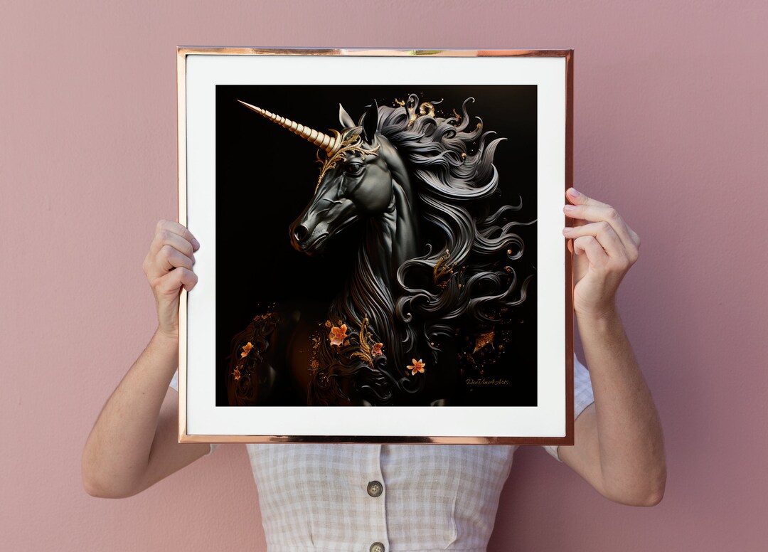 Black Unicorn Print Unicorn Artwork Fantasy Horse Digital Download ...