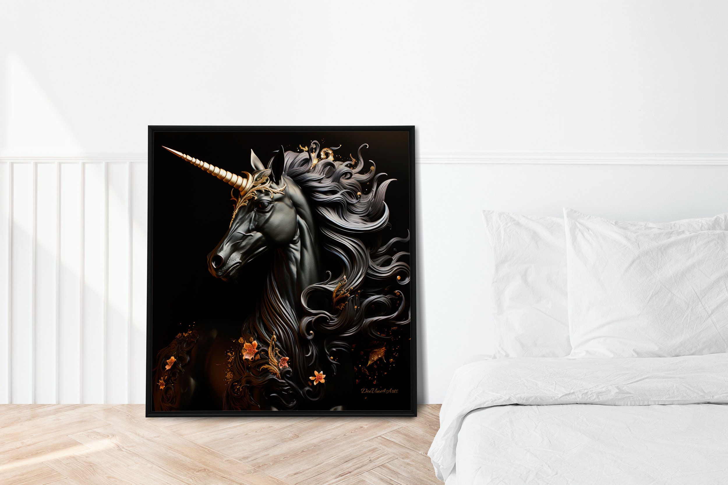 Black Unicorn Print Unicorn Artwork Fantasy Horse Digital Download ...