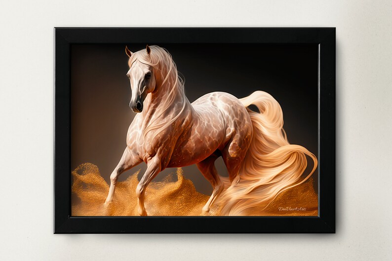 Horse Palomino Poster Gold Wall Decor Horse Artwork Living Etsy