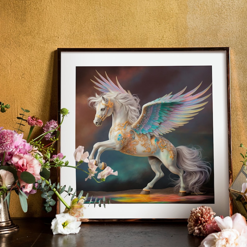 Pegasus Print Flying Horse Poster Pegasus Digital Download Fantasy ...