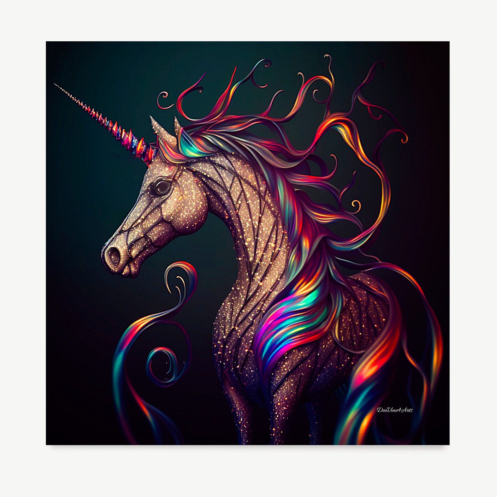 Unicorn Printable Art Abstract Cobweb Print Unicorn Poster Digital