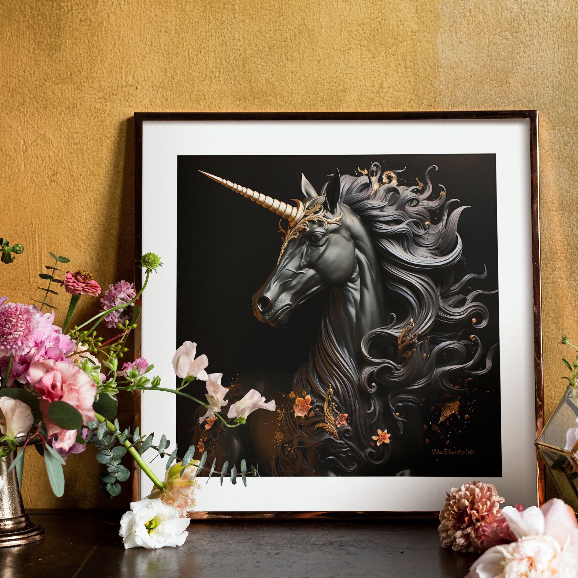 Black Unicorn Print Unicorn Artwork Fantasy Horse Digital Download ...