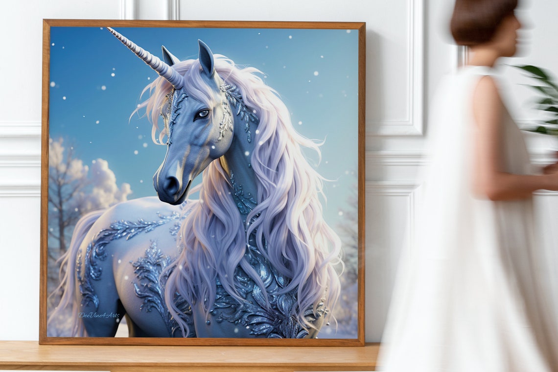 White Unicorn Print Unicorn Digital Download Fantasy Horse Art Piece ...